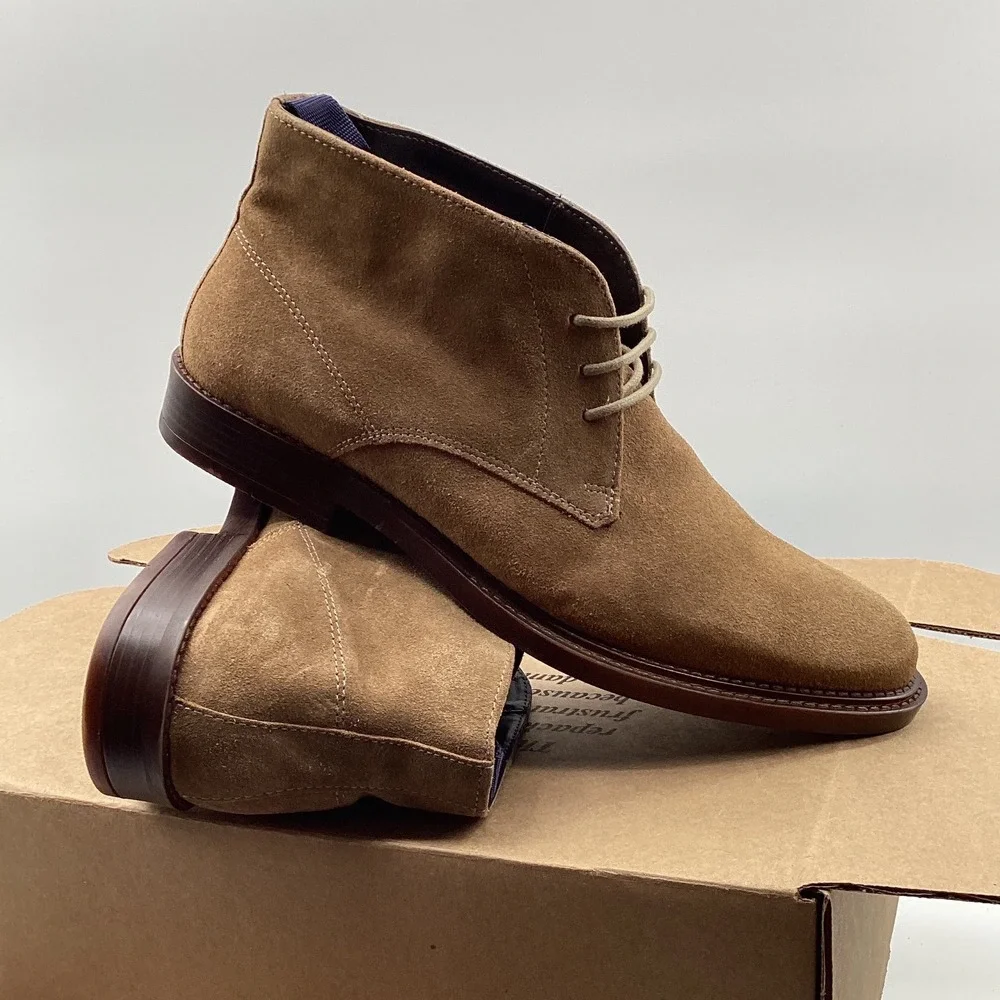 Steve Madden Mens Tan Brown Suede Chukka Desert Boots Lace Up Ankle Boots
